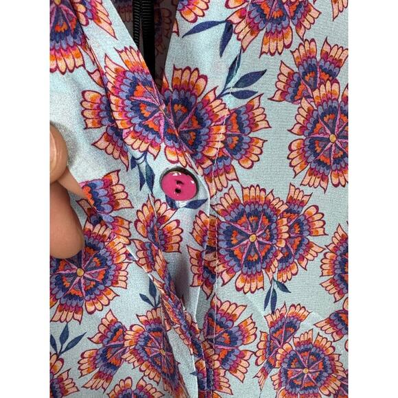 SALONI Tilda Floral Silk Crepe De Chine Dress Ciel Dragonfruit MSRP $495 Size 4 - Picture 11 of 12